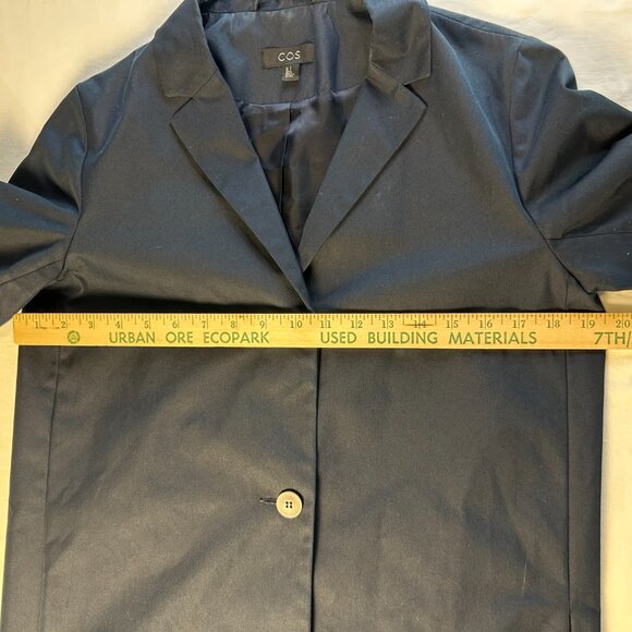 COS Mid-length Navy Cotton Overcoat with buttons Size 6 - Picture 6 of 7